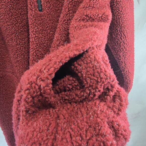 Woolrich Pullover Mens Large Red Fleece Vintage Quarter Zip Pile Fuzzy Sweater - Picture 9 of 10